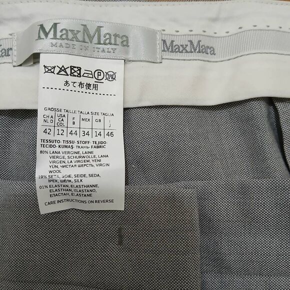 Max mara womens size 12 tall long wool silk gray work dress pants - Picture 6 of 7